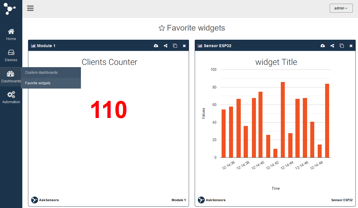 AskSensors : Favorite dashboard